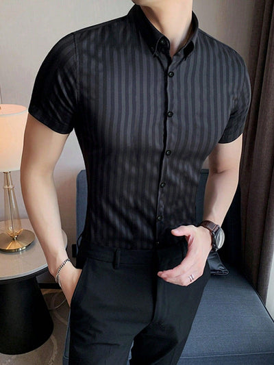 Mbfashionwear Striped Print Button-Up Shirt for Fashionable Men - Mbfashionwear